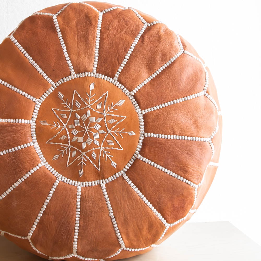 Marokkanischer Leder-Pouf COGNAC Marokkanischer Leder-Pouf COGNAC