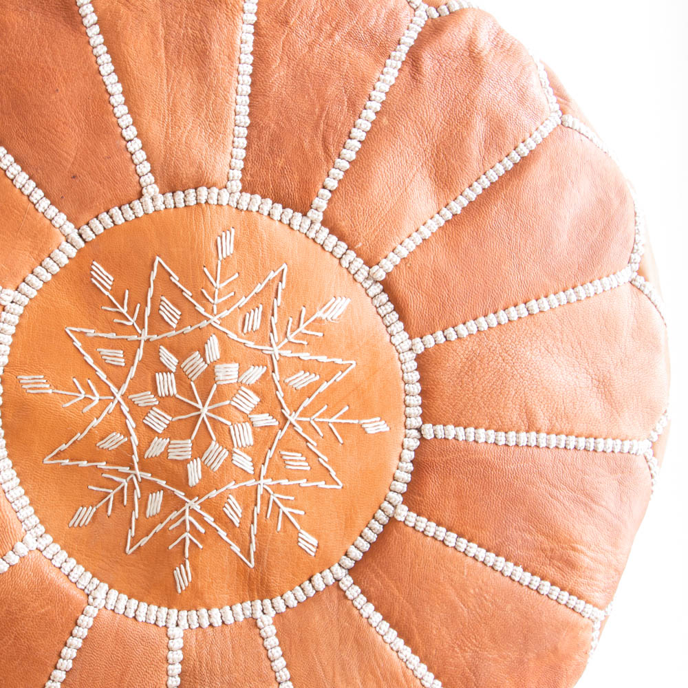 Marokkanischer Leder-Pouf COGNAC-4