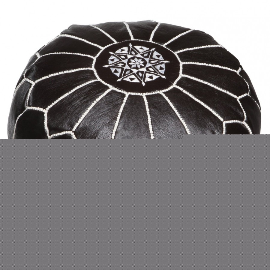 Schwarzer Lederpouf BLACK Schwarzer Lederpouf BLACK