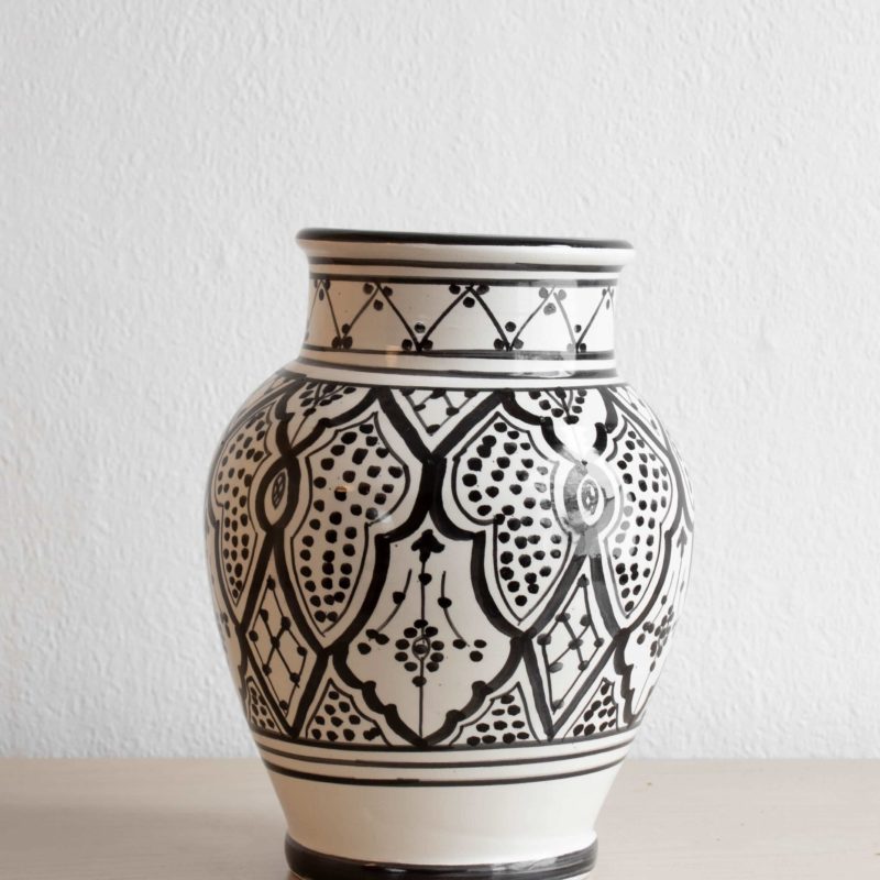 Marokkanische Vase WARDA in schwarz weiß