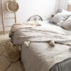 Beige Pompom Tagesdecke aus Baumwolle