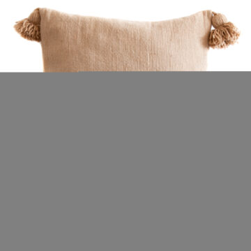 Hellbraunes Pompom Kissen CAMEL