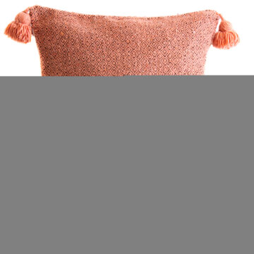 Gemustertes Pompom Kissen Blush-Schwarz