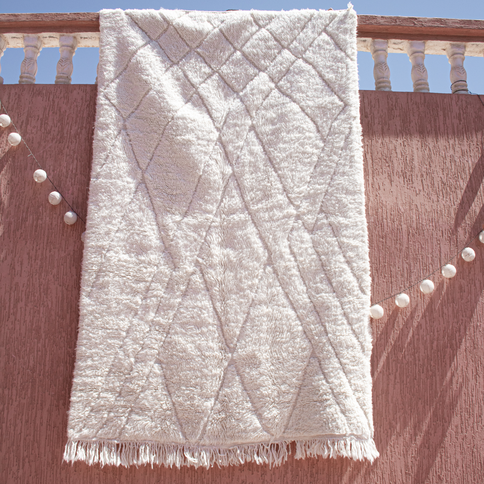 Beni Mrirt 1,50m x 2,40m - cremefarbener Wollteppich Beni Mrirt 1,50m x 2,40m - cremefarbener Wollteppich