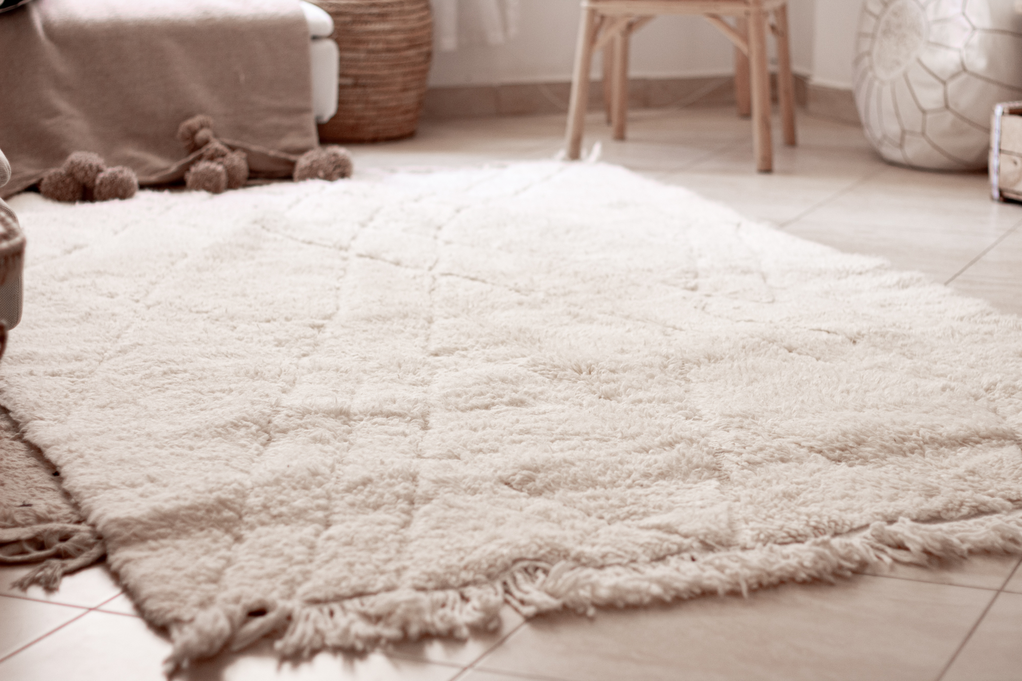 Beni Mrirt 1,50m x 2,40m - cremefarbener Wollteppich Beni Mrirt 1,50m x 2,40m - cremefarbener Wollteppich